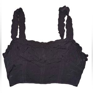 Free People Intimately Black Ruffle Crop Top Size Medium Like New